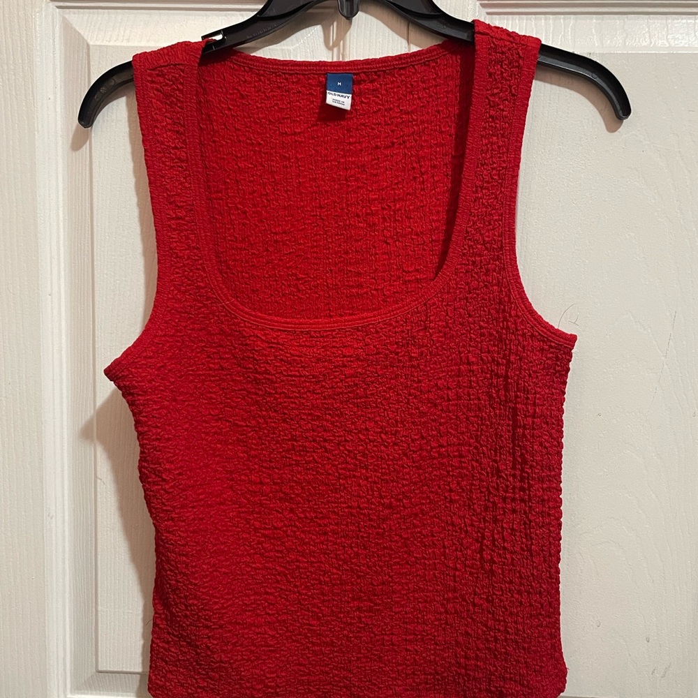 Old Navy Red Textured Sleeveless Top